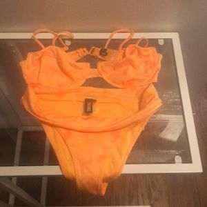 Sasha tangerine floral triangl bikini set